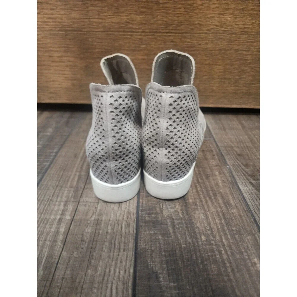 STEVE MADDEN Grey SUEDE  HIGH TOP WEDGE SLIP ON SNEAKERS WOMEN'S 5.5M